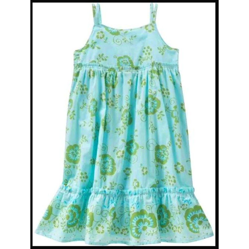 NEW Baby Gap kids girls 4 maxi sun dress tropical aqua blue green floral tank